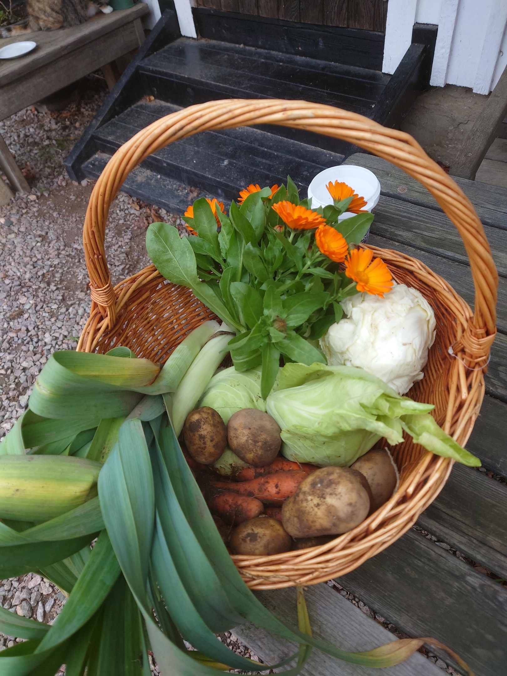 Korg med produkter från gården